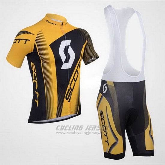2013 Cycling Jersey Scott Yellow and Black Short Sleeve and Bib Short