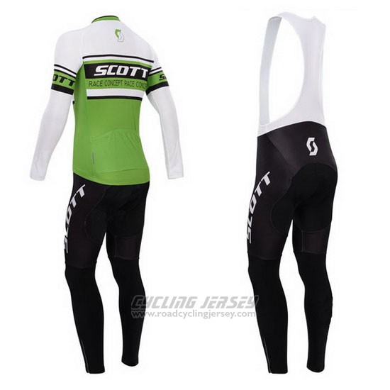 2014 Cycling Jersey Scott Green and White Long Sleeve and Bib Tight