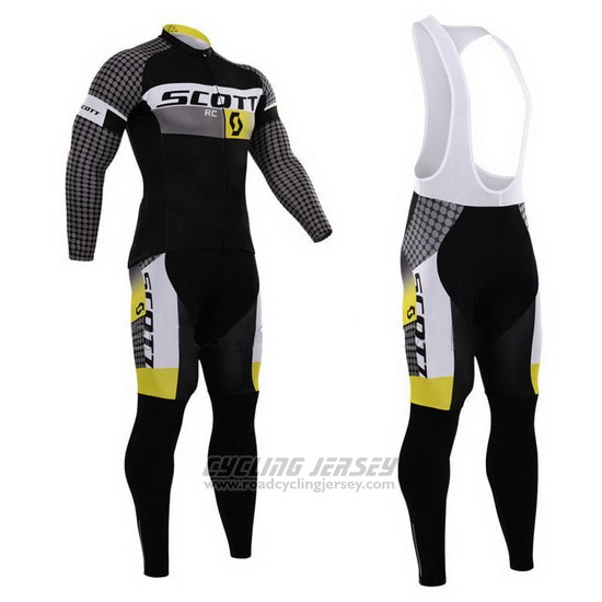 2015 Cycling Jersey Scott White and Black Long Sleeve and Bib Tight