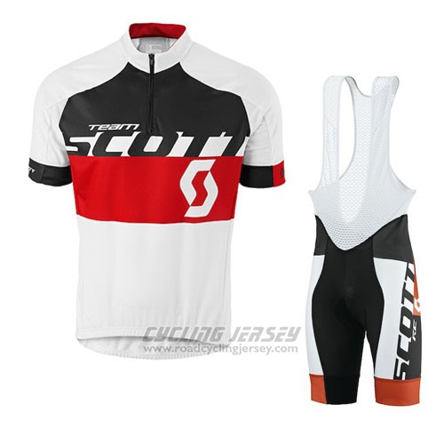 2016 Cycling Jersey Scott White Red Short Sleeve and Bib Short