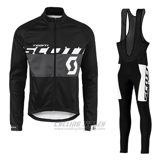 2016 Cycling Jersey Scott White and Black Long Sleeve and Bib Tight