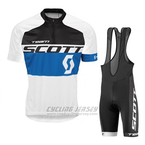 2016 Cycling Jersey Scott White and Bluee Short Sleeve and Bib Short