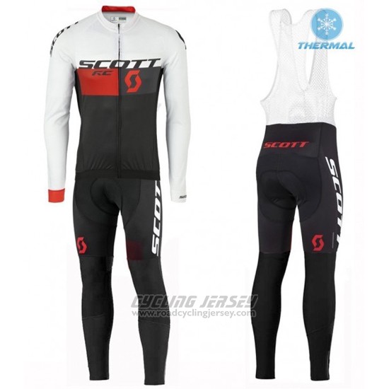 2016 Cycling Jersey Scott White and Red Long Sleeve and Bib Tight