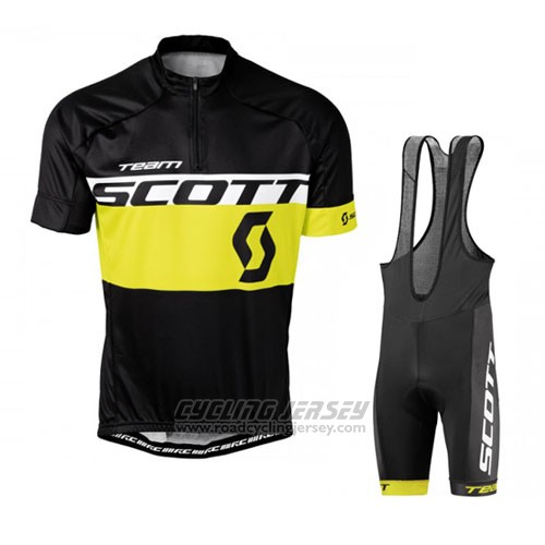 2016 Cycling Jersey Scott Yellow Black Short Sleeve and Bib Short