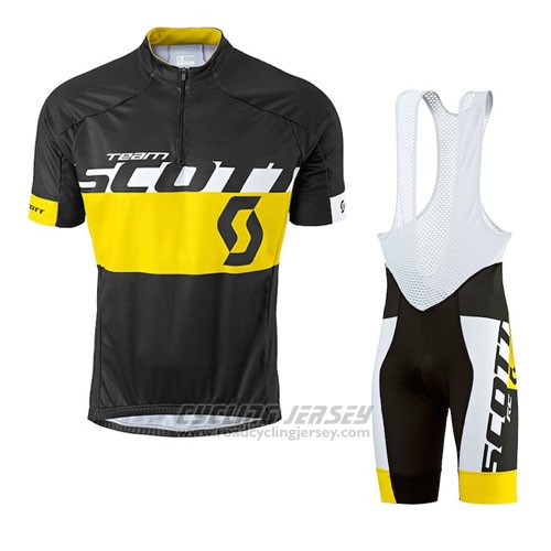 2016 Cycling Jersey Scott Yellow Short Sleeve and Bib Short
