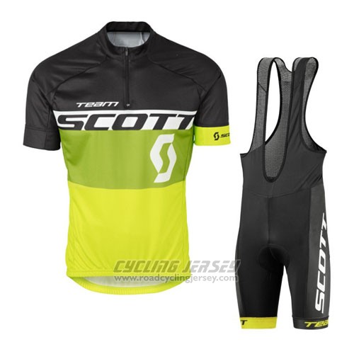 2016 Cycling Jersey Scott Yellow and Black Short Sleeve and Bib Short