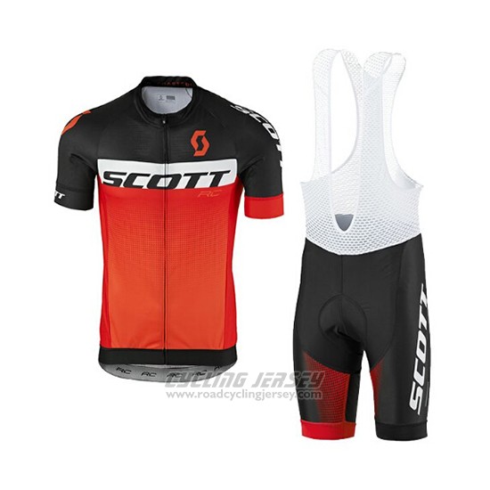 2017 Cycling Jersey Scott Black and Orange Short Sleeve and Bib Short