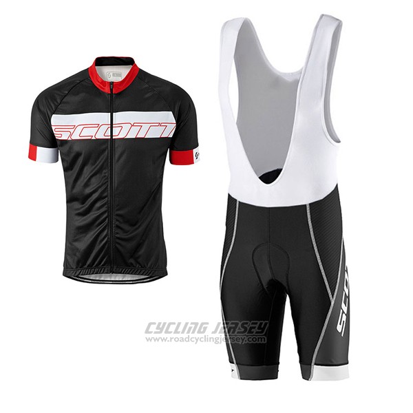 2017 Cycling Jersey Scott Black and Red Short Sleeve and Bib Short