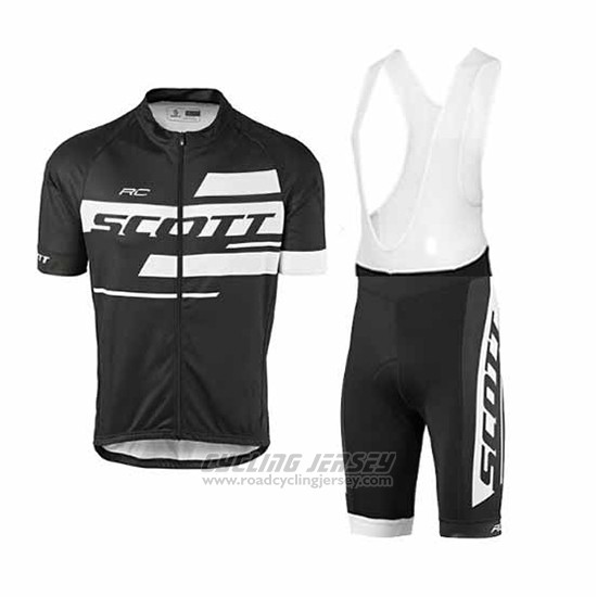 2017 Cycling Jersey Scott Black and White Short Sleeve and Bib Short