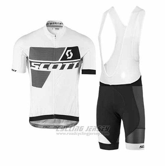2017 Cycling Jersey Scott Gray and White Short Sleeve and Bib Short