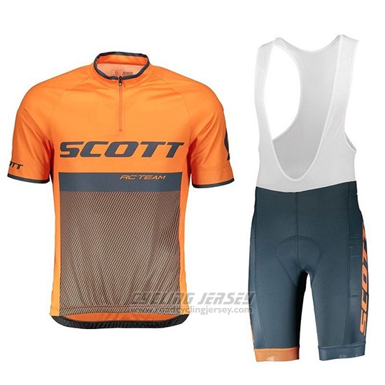 2018 Cycling Jersey Scott Rc Black Orange Short Sleeve and Overalls