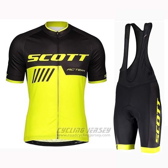 2019 Cycling Jersey Scott Black Yellow Short Sleeve and Bib Short