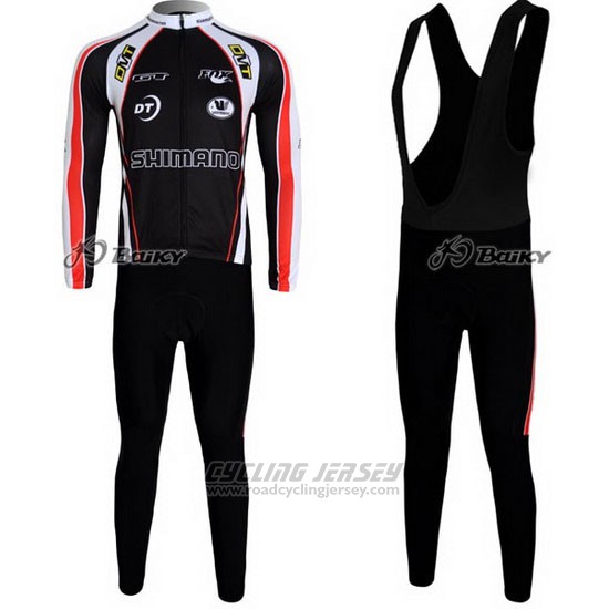 2010 Cycling Jersey Shimano Red and Black Long Sleeve and Bib Tight