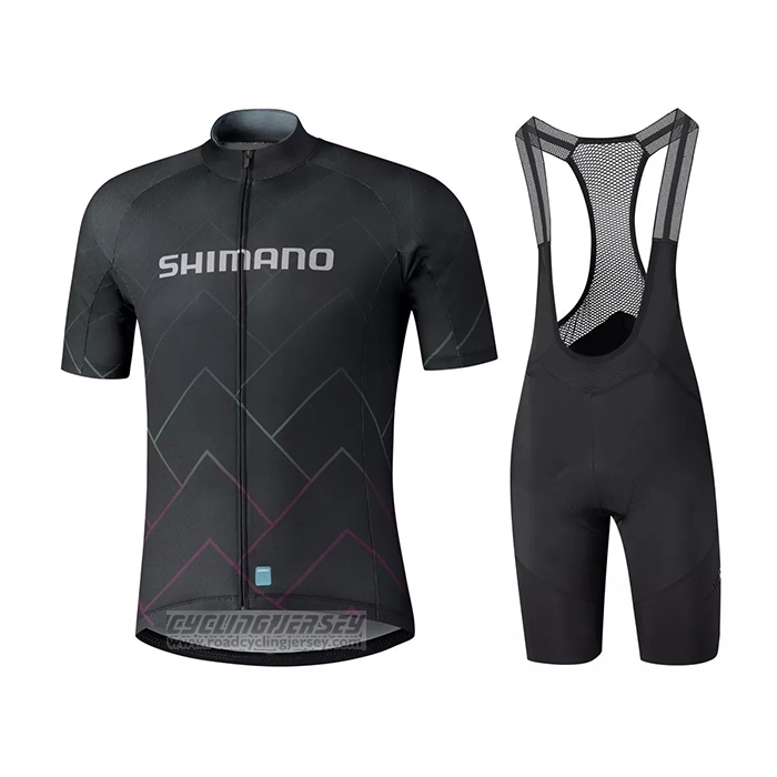 2021 Cycling Jersey Shimano Black Short Sleeve and Bib Short