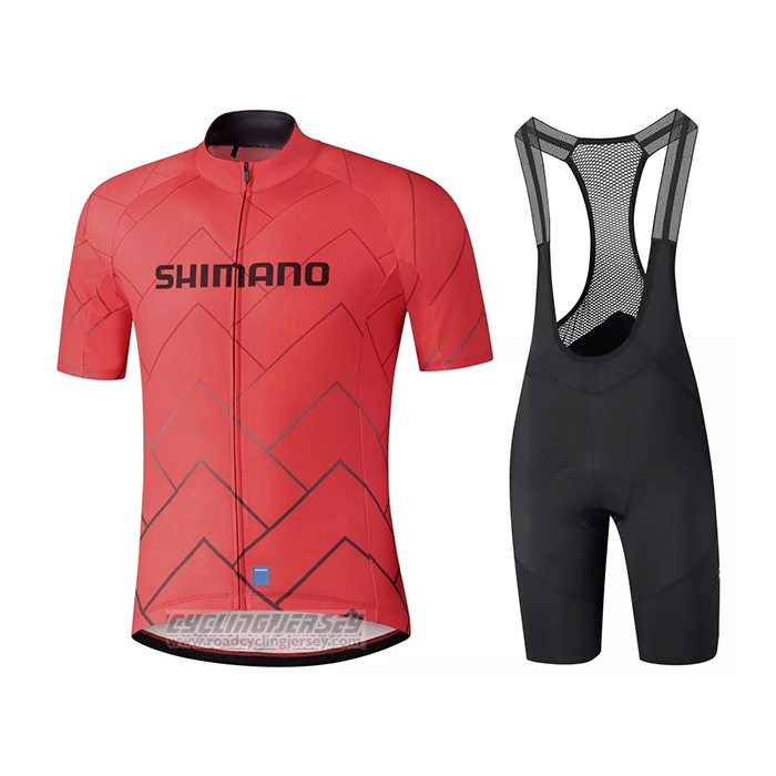 2021 Cycling Jersey Shimano Red Short Sleeve and Bib Short