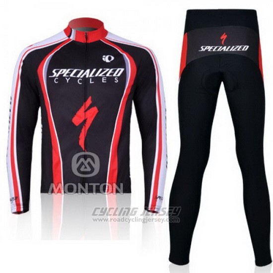 2011 Cycling Jersey Specialized Red and Black Long Sleeve and Bib Tight