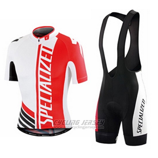 2015 Cycling Jersey Specialized Red and White Short Sleeve and Bib Short