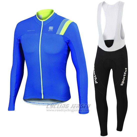 2016 Cycling Jersey Sportful Blue and Green Long Sleeve and Bib Tight