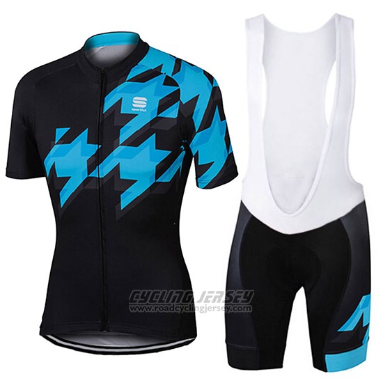 2017 Cycling Jersey Sportful Black and Blue Short Sleeve and Bib Short
