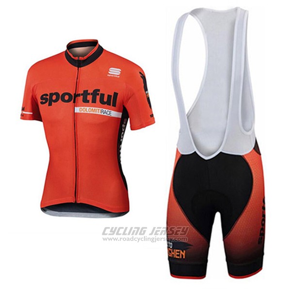2017 Cycling Jersey Sportful Orange Short Sleeve and Bib Short