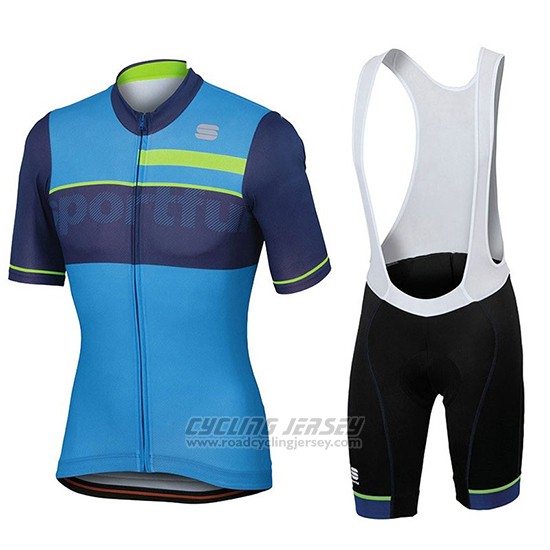 2018 Cycling Jersey Sportful Blue Short Sleeve and Bib Short