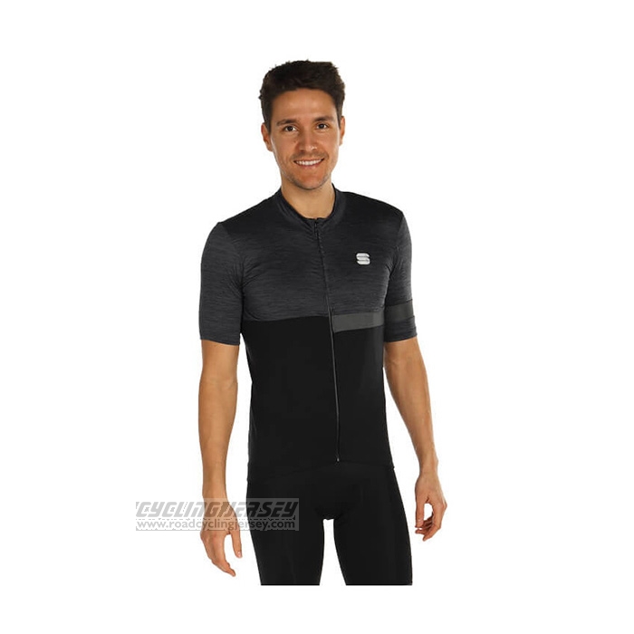 2021 Cycling Jersey Sportful Black Short Sleeve and Bib Short
