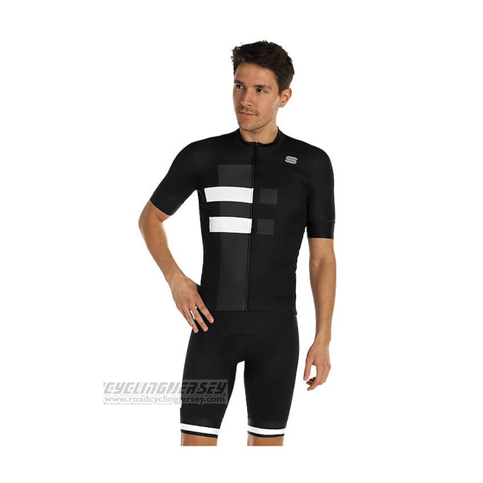 2021 Cycling Jersey Sportful Black White Short Sleeve and Bib Short