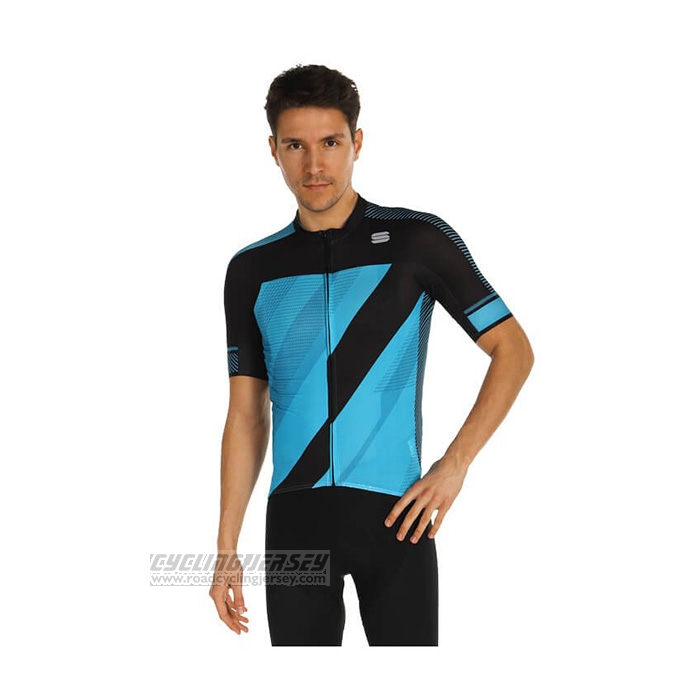 2021 Cycling Jersey Sportful Blue Black Short Sleeve and Bib Short