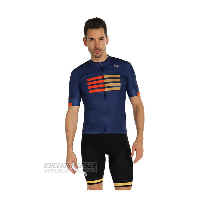2021 Cycling Jersey Sportful Blue Short Sleeve and Bib Short