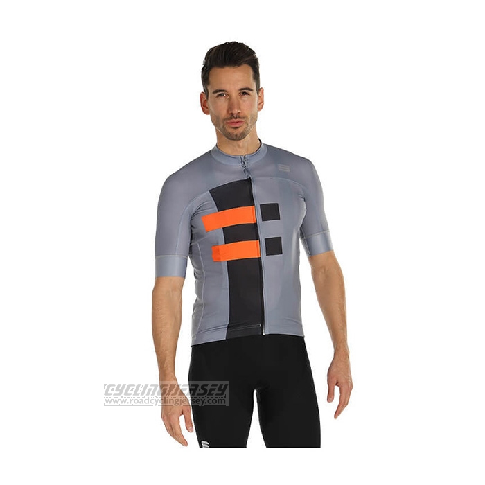 2021 Cycling Jersey Sportful Gray Orange Short Sleeve and Bib Short