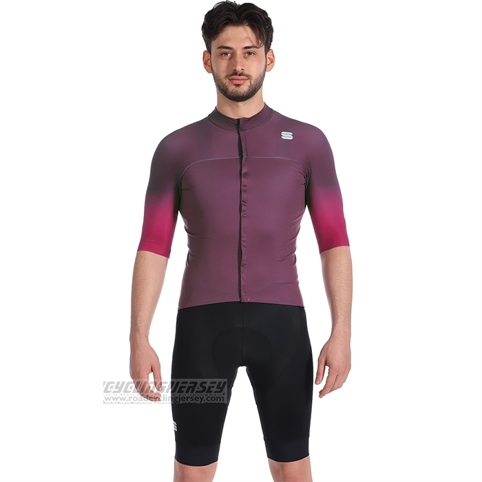 2023 Cycling Jersey Sportful Deep Purple Short Sleeve and Bib Short