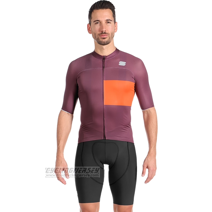2023 Cycling Jersey Sportful Orange Purple Short Sleeve and Bib Short