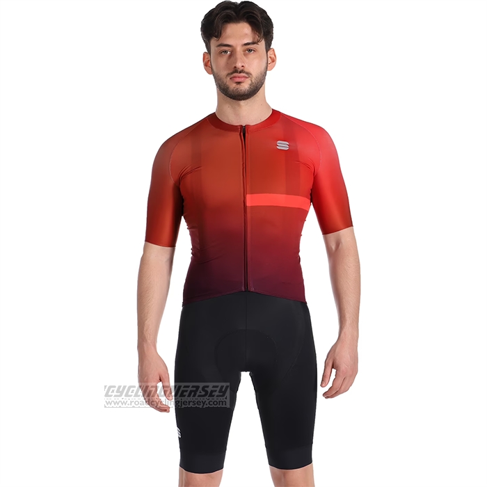 2023 Cycling Jersey Sportful Red Short Sleeve and Bib Short