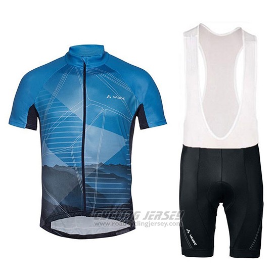 2018 Cycling Jersey Vaude Majura Blue Short Sleeve and Overalls