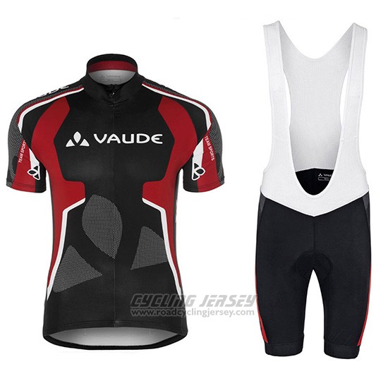2018 Cycling Jersey Vaude Black and Red Short Sleeve and Bib Short