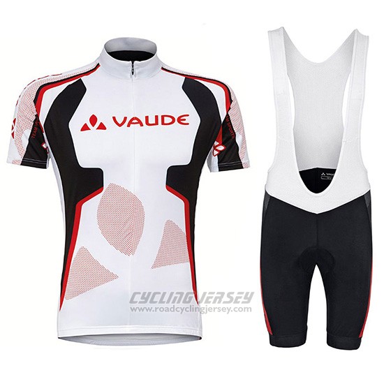 2018 Cycling Jersey Vaude White Red Short Sleeve and Bib Short