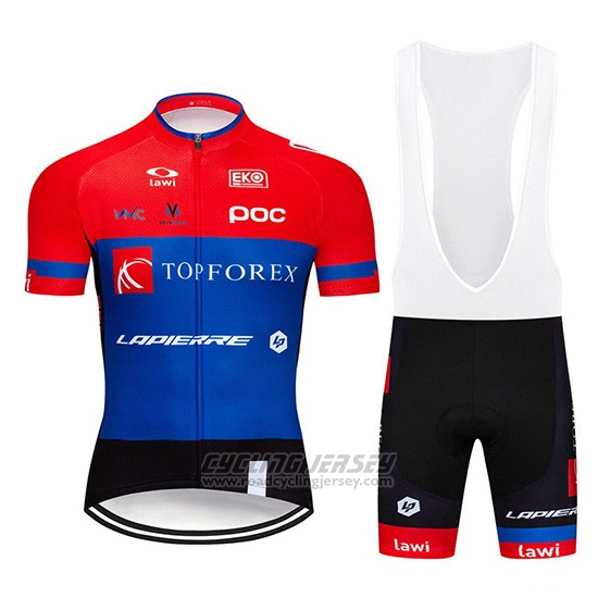 2019 Cycling Jersey Topforex Lapierre Red Blue Short Sleeve and Overalls