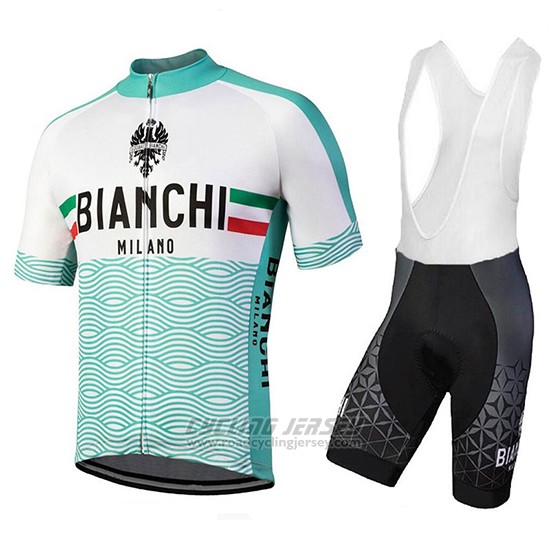 2018 Cycling Jersey Bianchi Attone White and Green Short Sleeve and Bib Short