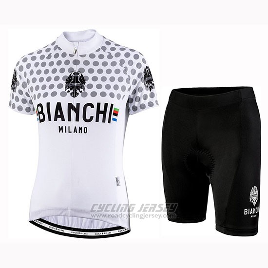 2019 Cycling Jersey Women Bianchi Dot White Short Sleeve and Bib Short
