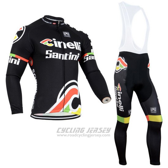 2014 Cycling Jersey Cinelli Santini Black Long Sleeve and Bib Tight