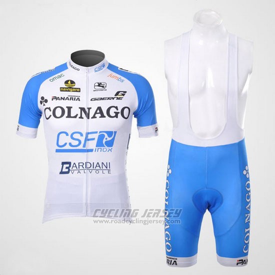 2012 Cycling Jersey Colnago Sky Blue and White Short Sleeve and Bib Short