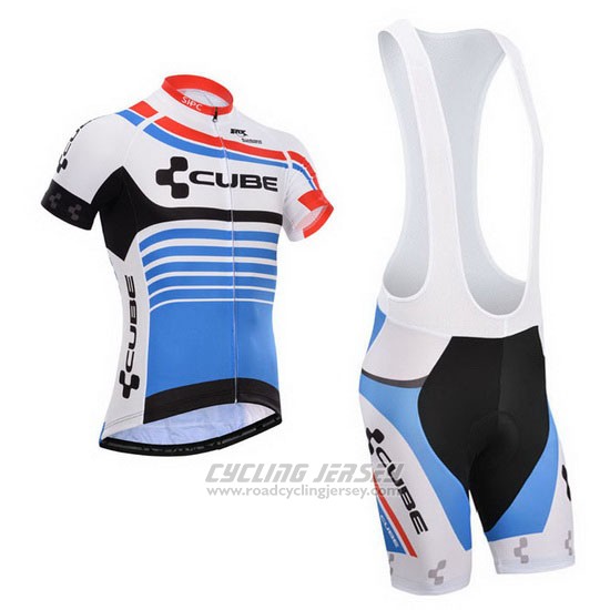 2014 Cycling Jersey Cube Blue and White Short Sleeve and Bib Short