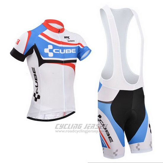 2014 Cycling Jersey Cube White and Blue Short Sleeve and Bib Short