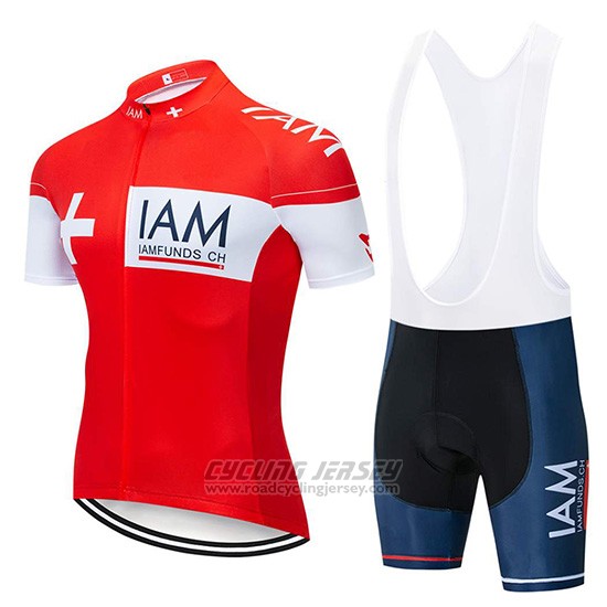 2019 Cycling Jersey IAM Red White Short Sleeve and Bib Short
