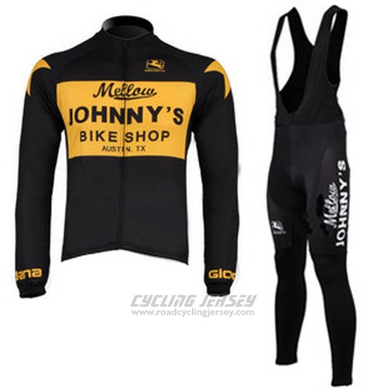 2010 Cycling Jersey Johnnys Black and Yellow Long Sleeve and Bib Tight