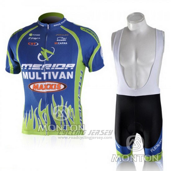 2010 Cycling Jersey Merida Blue and Green Short Sleeve and Bib Short