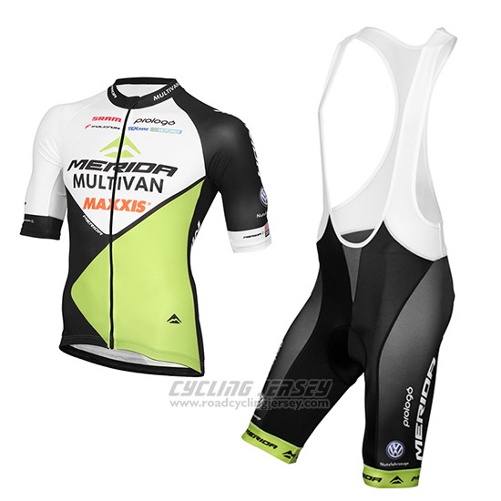 2016 Cycling Jersey Multivan Merida Green and White Short Sleeve and Bib Short