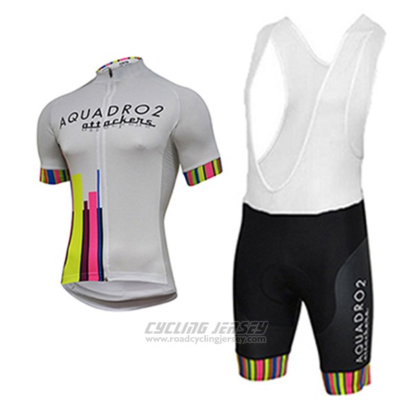 2017 Cycling Jersey Aquadro Attackers White Short Sleeve and Bib Short