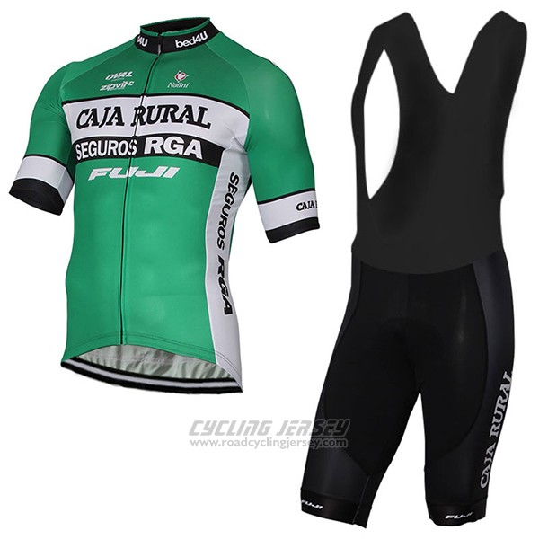 2017 Cycling Jersey Caja Rural Green Short Sleeve and Bib Short