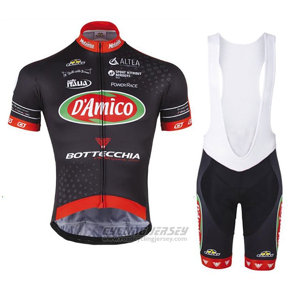 2017 Cycling Jersey D'amico Bottecchia Black Short Sleeve and Bib Short